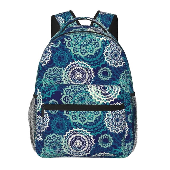 Honeii Bohemian Mandala Print Backpack for Both Men and Women, Basic Bookbag for College, Work, or Travel,Rucksack Computer Bag-One Size