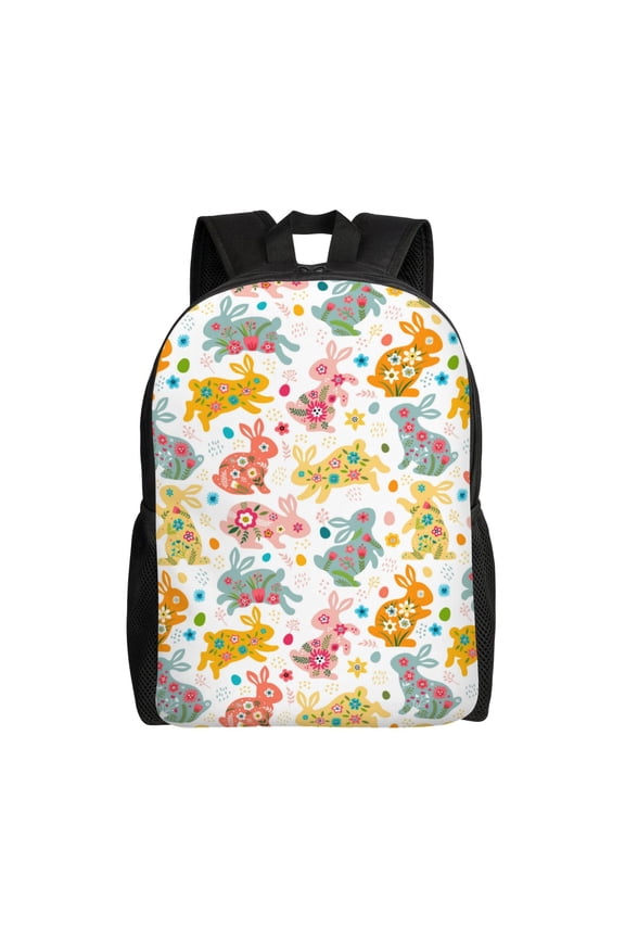 Boho Bunny Print Laptop Backpack for Work, College, Travel, Daily Backpacks for Men Women, Sport Rucksack,Computer Bag