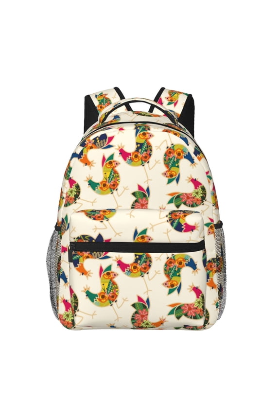 Boho Chicken Print Backpack for Both Men and Women, Basic Bookbag for College, Work, or Travel,Rucksack Computer Bag-One Size