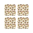 thumbnail image 1 of Honeii Boho Chicken print Leather Coaster Set of 4, ideal for safeguarding your furniture from drinks spills and effortless cleanup-Square, 1 of 6