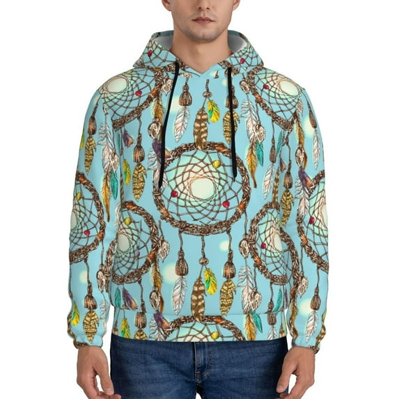 Honeii Boho Dreamcatcher 1 Pattern Mens Hoodies Men's Loose Sleeve Sweatshirt,Pullover Hooded Sweatshirt for Men,Essentials Hoodie-Medium