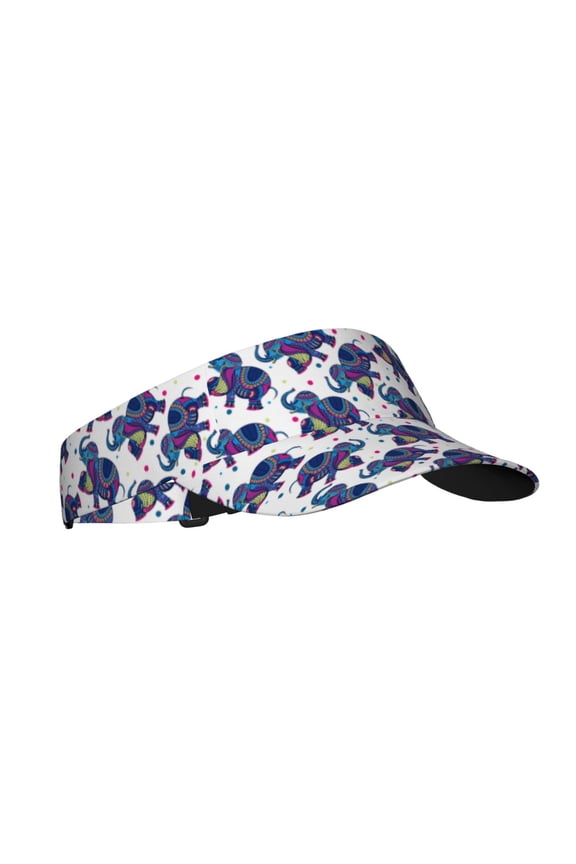 Boho elephant Print Adult Sunscreen Visor Cap, Adjustable Sun Protection Hat,Sun Visor Hats,UV Protection Outdoor Sports Golf Running Sun Caps