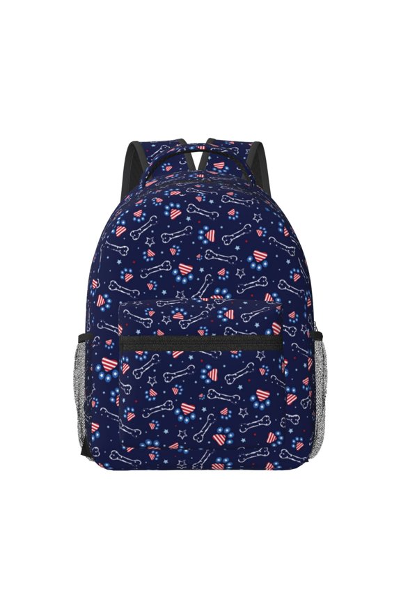 Bone And Star For American Print Backpack for School,15.6 inch Laptop Back Pack for High School and College Students, Waterproof Computer Bookbag-One Size