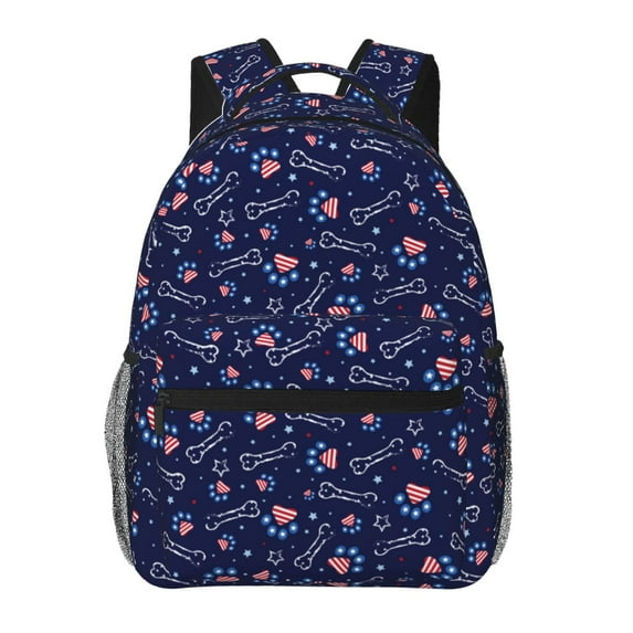 Honeii Bone And Star For American Print Backpack for Both Men and Women, Basic Bookbag for College, Work, or Travel,Rucksack Computer Bag-One Size