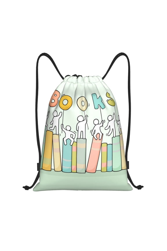 Books Print Drawstring Backpack,Drawstring Bags String Backpack Gym Cinch Sack Backpack Sport Bag Draw-Small