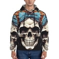 thumbnail image 1 of Honeii Bow Flower Skull Pattern Mens Hoodies Men's Loose Sleeve Sweatshirt,Pullover Hooded Sweatshirt for Men,Essentials Hoodie-3X-Large, 1 of 7
