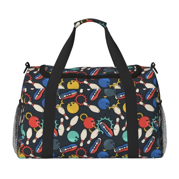 Honeii Bowling Ball Print Gym Bag,Carry on Weekender Overnight Bag, Travel Duffel Bags, Personal Item Travel Bag,Tote Bag,Workout Dance Bag