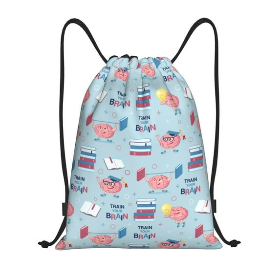 Honeii Brain Training Print Drawstring Backpack,Drawstring Bags String Backpack Gym Cinch Sack Backpack Sport Bag Draw-Medium