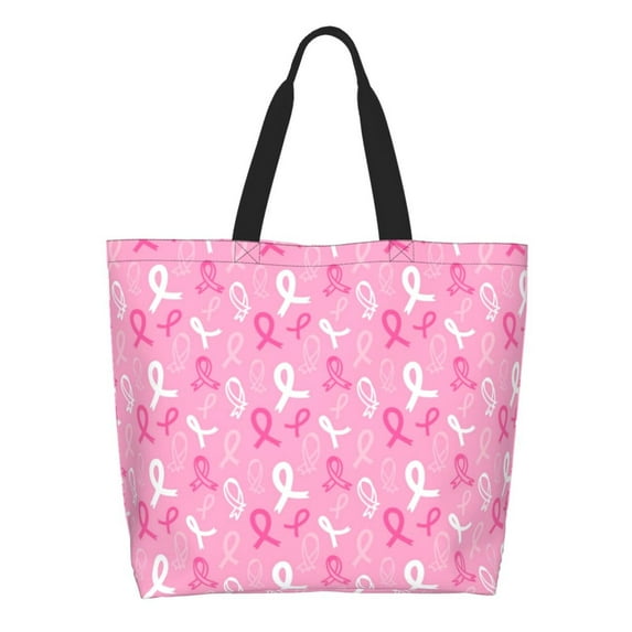 Honeii Breast Cancer Awareness (3) Print Tote Bag for Women, Foldable Tote Bag Large Shoulder Bag Top Handle Handbag for Travel, Work