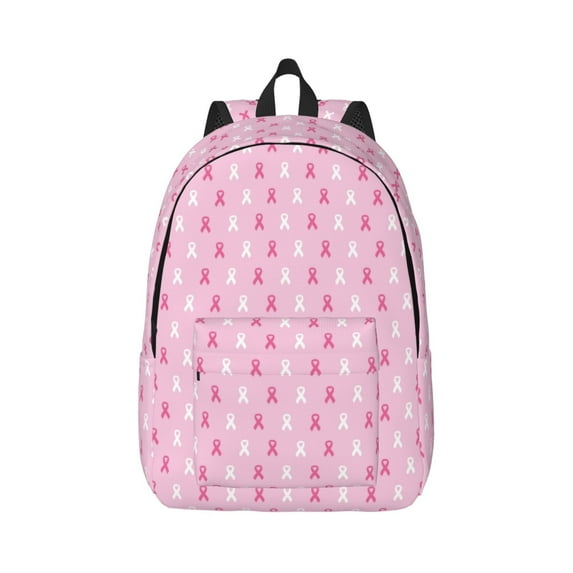 Honeii Breast Cancer Awareness5 Print Canvas College Laptop Backpack, Durable Rucksack Travel Notebook Bag School Backpack Book Bag for Men Women-Medium