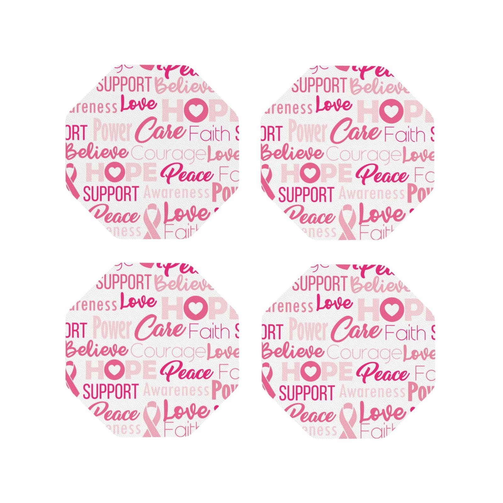Honeii Breast Cancer Pink Ribbons Awareness (2) print Leather Coaster ...
