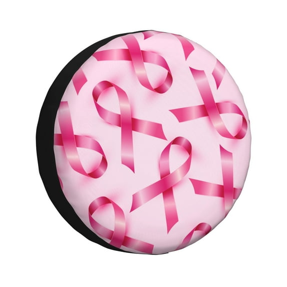Honeii Breast Cancer Ribbons Awareness Print Tire Covers, Waterproof Anti-UV Sun Snow Rain Tire Covers for Trailers, RV, Camper, SUV, Truck-14 inch