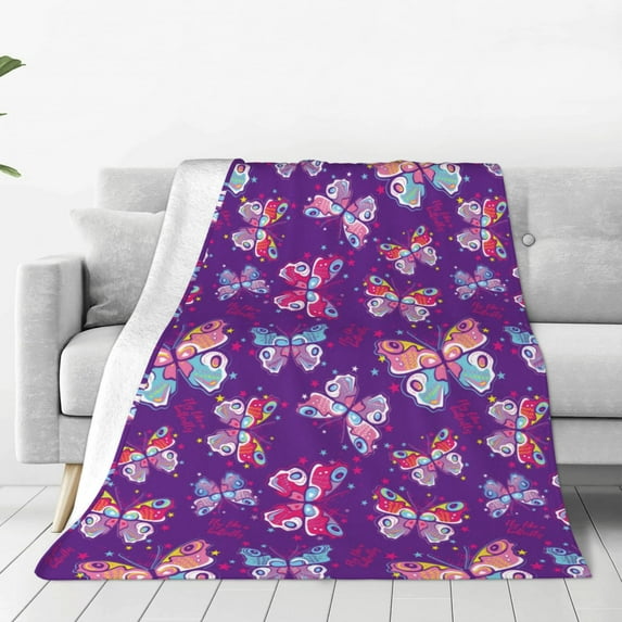 Honeii Bright Butterflies Print Fleece Blanket - Throw Blanket for Bed, Sofa, Couch, Camping, and Travel , Microplush Ultra Soft Warm Blanket-40"x30"