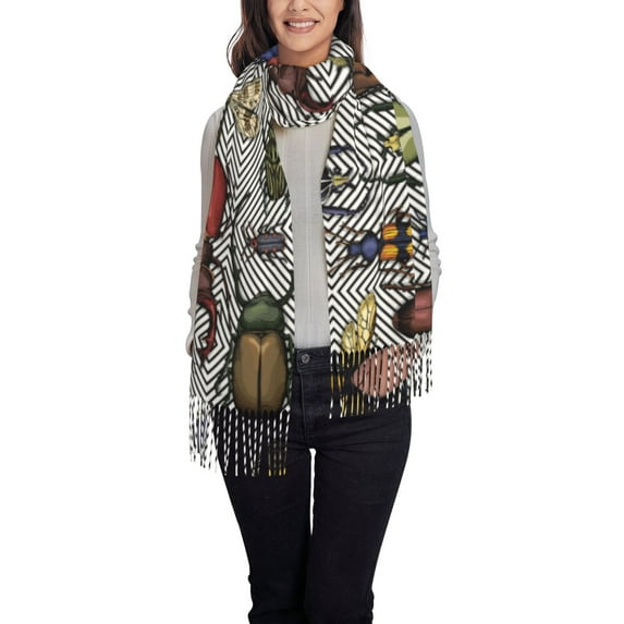 Honeii Bright Insects Print Scarf Oversized Scarf Tassel Fall Winter Thick Scarf Warm Shawl Women,Women's Scarves & Wraps