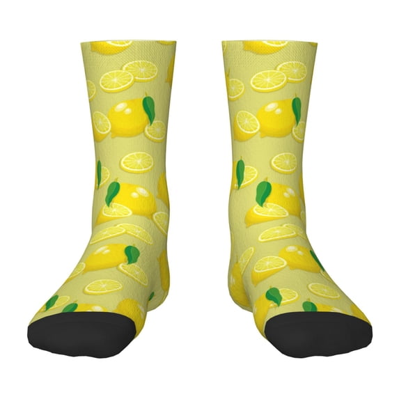 Honeii Bright Lemons Print Children's Colorful Socks,Unisex Kids and Toddlers' Cushioned Sock,Kids Athletic Crew Socks,for Everyday Wear and Sports
