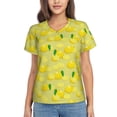 thumbnail image 1 of Honeii Bright Lemons Print Women's Classic V-Neck T-Shirt,Womens Fashion Tops,Stylish Everyday Top for Women, Casual Summer Spring Outfits Clothes-XX-Large, 1 of 5