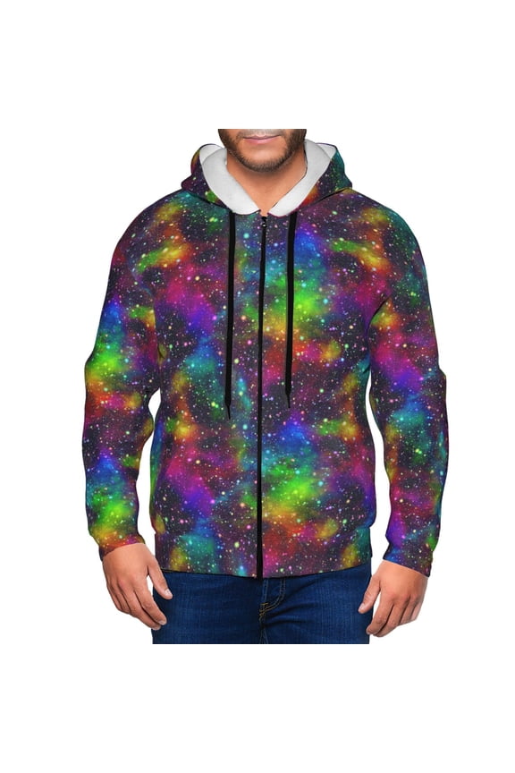 Bright Universe Print Hoodies for Men, Pullover & Full Zip, Breathable Zip up Hoodie, Sweatshirt-XX-Large