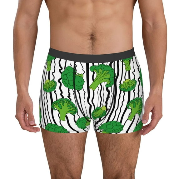 Honeii Broccoli 2 Men's Underwear Boxer Briefs Pack, ComfortSoft Boxer Brief for Men, Moisture-Wicking Breathable-Large