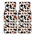 thumbnail image 1 of Honeii Brown Black Cow Print Car Foot Mat Four-Piece Set - Front & Rear Universal Car Floor Mats for SUVs, Trucks, Sedans, 1 of 7