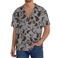 thumbnail image 1 of Honeii Brown Moose with Pinecones for Men's Short-Sleeved Button-Up Collared Shirt Featuring A Pocket, Perfect for Beach Vacations, And Travel Adventures.-3X-Large, 1 of 5