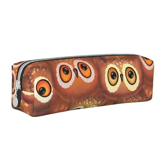 Honeii Brown Owl Pattern Pencil Case, Pencil Pouch, Pencil Case Small, Pencil Pouch Aesthetic, PVC Pencil Pouch, Pencil Bag, Makeup Pouch