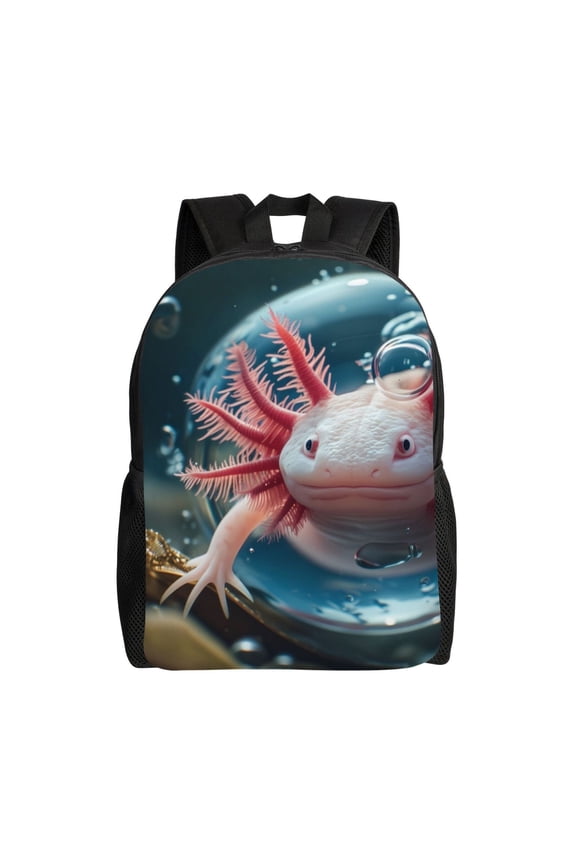 Bubbles Axolotl Fantasy Print Laptop Backpack for Work, College, Travel, Daily Backpacks for Men Women, Sport Rucksack,Computer Bag