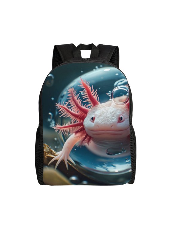 Bubbles Axolotl Fantasy Print Laptop Backpack for Work, College, Travel, Daily Backpacks for Men Women, Sport Rucksack,Computer Bag