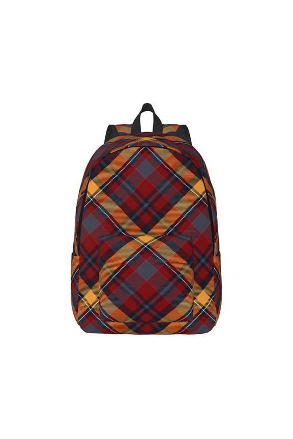 Buffalo Check Plaid Print Canvas College Laptop Backpack, Durable Rucksack Travel Notebook Bag School Backpack Book Bag for Men Women-Medium