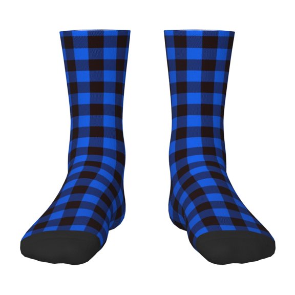 Honeii Buffalo Plaid Blue Black Print Children's Colorful Socks,Unisex Kids and Toddlers' Cushioned Sock,Kids Athletic Crew Socks,for Everyday Wear and Sports