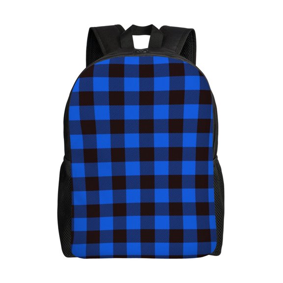Honeii Buffalo Plaid Blue Black Print Laptop Backpack for Work, College, Travel, Daily Backpacks for Men Women, Sport Rucksack,Computer Bag