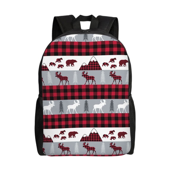 Honeii Buffalo Plaid Forest Print Laptop Backpack for Work, College, Travel, Daily Backpacks for Men Women, Sport Rucksack,Computer Bag