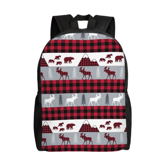 Honeii Buffalo Plaid Forest Print Laptop Backpack for Work, College, Travel, Daily Backpacks for Men Women, Sport Rucksack,Computer Bag