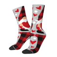 thumbnail image 1 of Honeii Buffalo Plaid Love And Gnome Print Adult Socks,Crew Socks,Casual Calf Socks,Daily Wear Socks for Men & Women, Perfect for Sports, Casual and Everyday Use, 1 of 6