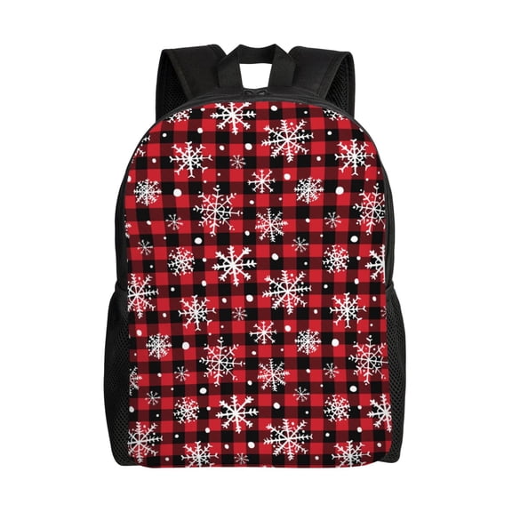 Honeii Buffalo Plaid Snowflakes Print Laptop Backpack for Work, College, Travel, Daily Backpacks for Men Women, Sport Rucksack,Computer Bag