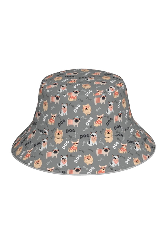 Bulldog for Unisex Bucket Hat Waterproof Rain Hat Reversible Shiny Rave Bucket Hat for Concert Festival Boonie Cap