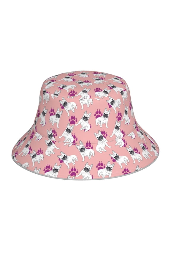 Bulldog for Unisex Bucket Hat Waterproof Rain Hat Reversible Shiny Rave Bucket Hat for Concert Festival Boonie Cap