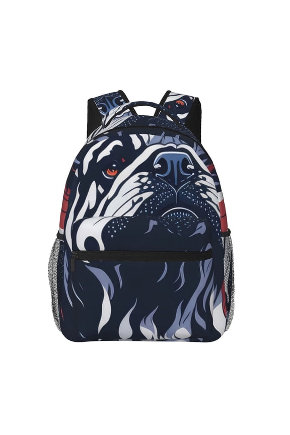 Bulldog with Forest Flag Print Backpack for Both Men and Women, Basic Bookbag for College, Work, or Travel,Rucksack Computer Bag-One Size