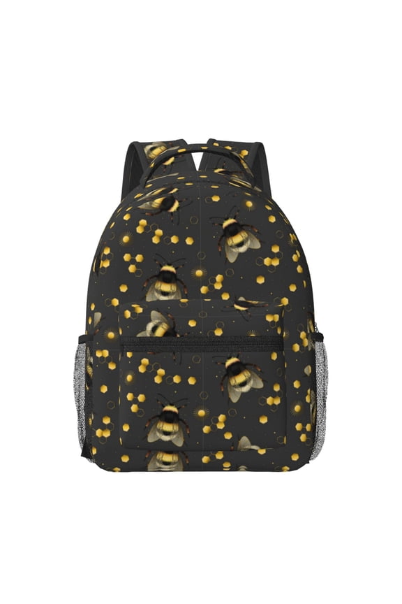 Bumblebee Print Backpack for School,15.6 inch Laptop Back Pack for High School and College Students, Waterproof Computer Bookbag-One Size