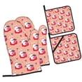 thumbnail image 1 of Honeii Bunny And Strawberry Pattern Oven Mitts and Pot Holders, Silicone Oven Gloves,500 F Heat Resistant Oven Mitts Sets, 4PCS, 1 of 6