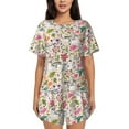 thumbnail image 1 of Honeii Bunny Floral for Women's Summer Pajama Set featuring Soft Short Sleeve Shirt & Matching Bottoms with Convenient Pockets for Relaxed Home Wear-Large, 1 of 6