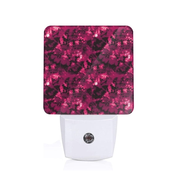 Honeii Burgundy Tie Dye Print LED Night Light with Light Sensor, Night Lights Plug Into Wall,Ideal for Bedrooms and Hallways-US