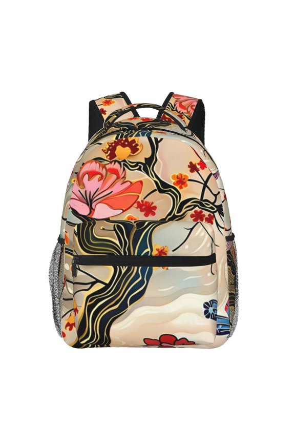 Butterflies And Flowers Painting Print Backpack for Both Men and Women, Basic Bookbag for College, Work, or Travel,Rucksack Computer Bag-One Size