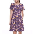 thumbnail image 1 of Honeii Butterflies And Floral Print Women’s Short Sleeve Dress, Comfortable Casual Dress, Soft Polyester Spandex Blend, Stylish Everyday Wear for Summer, Perfect for Travel and Vacation, 1 of 6