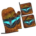 thumbnail image 1 of Honeii Butterfly Alighted On Sunflowers Pattern Oven Mitts and Pot Holders, Silicone Oven Gloves,500 F Heat Resistant Oven Mitts Sets, 4PCS, 1 of 6