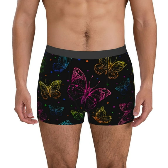 Honeii Butterfly Men's Underwear Boxer Briefs Pack, ComfortSoft Boxer Brief for Men, Moisture-Wicking Breathable-Small