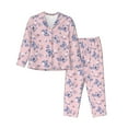 thumbnail image 1 of Honeii Butterfly print Women's Pajama Sets Long Sleeve Button Down Sleepwear Nightwear Soft Pjs Lounge Sets-Small, 1 of 7