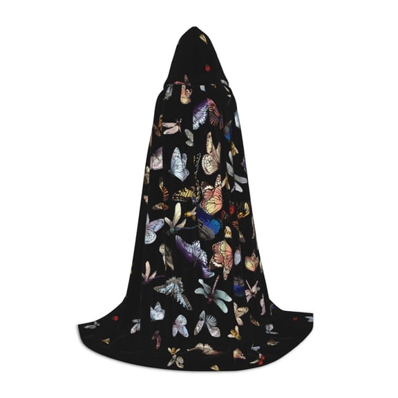 Honeii Butterfly1 Print Poncho Cape, Cloak Coat, Snuggly Hooded Wearable Blanket, Hooded Cape For Teenagers,Halloween Costumes-Large