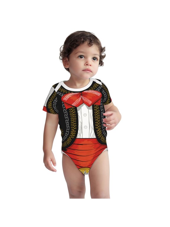 CHARRO SUIT Pattern unisex-baby Short-sleeve Bodysuit,One-piece Bodysuit 100% Organic Cotton-6 Months