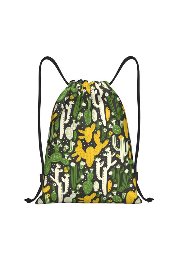 Cactus 4 Print Drawstring Backpack,Drawstring Bags String Backpack Gym Cinch Sack Backpack Sport Bag Draw-Medium