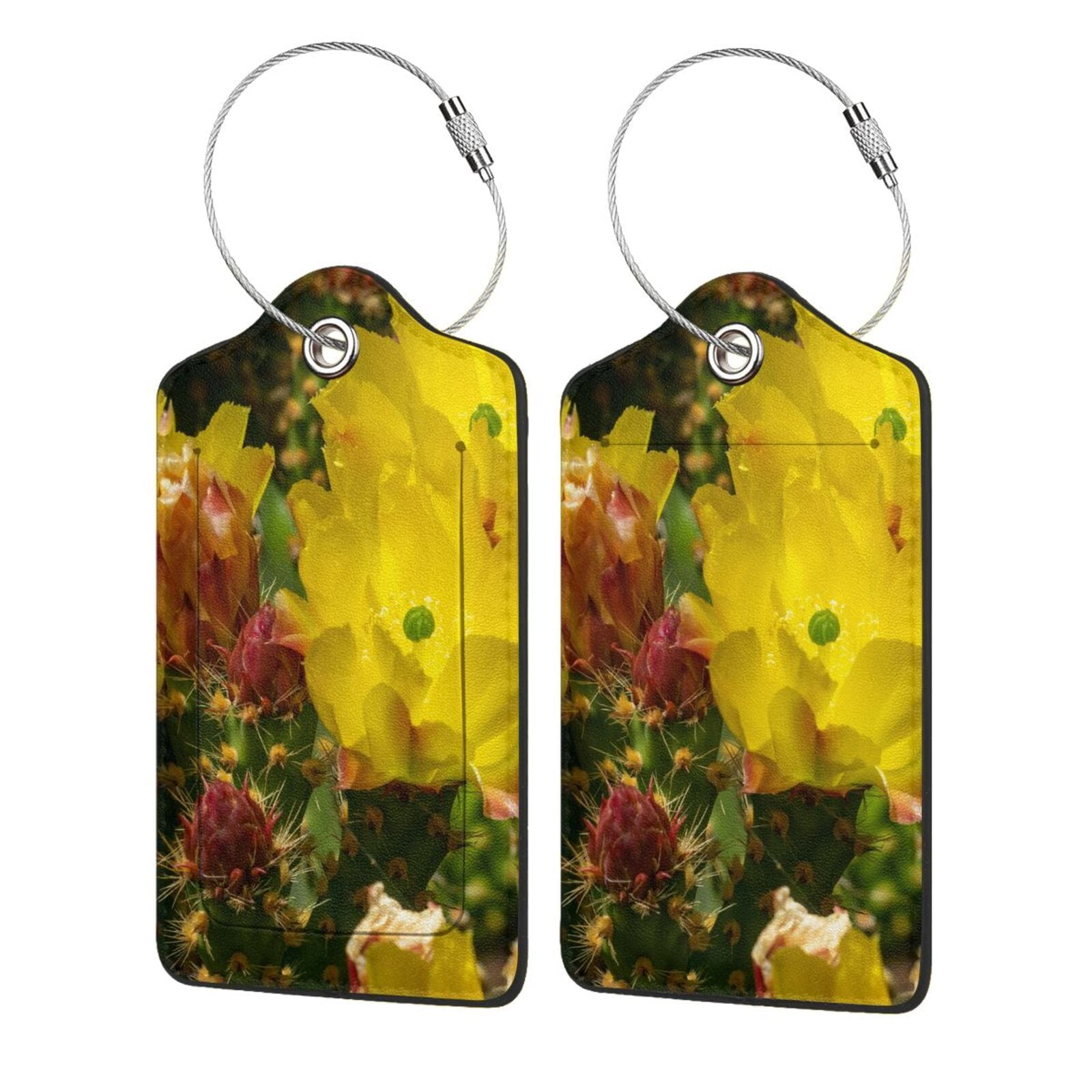 Honeii Cactus Flowers Print Leather Luggage Tag for Suitcases,ID Tags ...